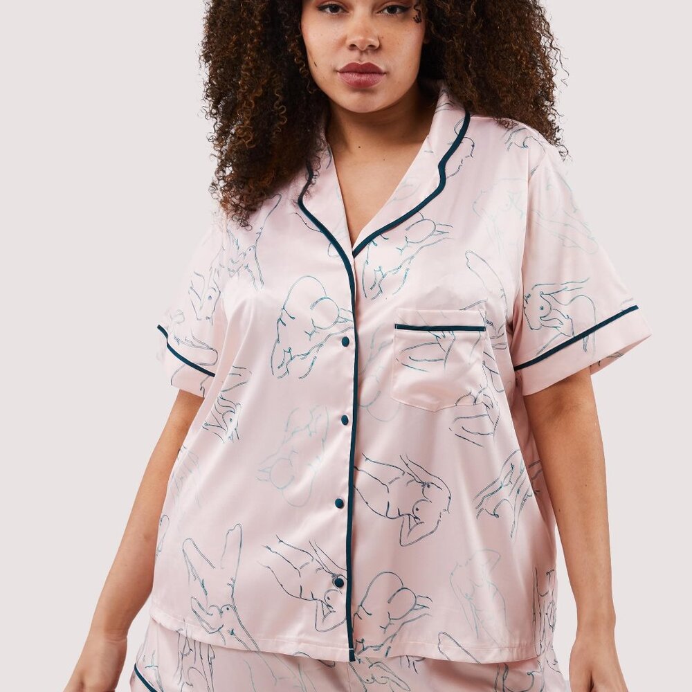 Playful Promises Plus Size Venus Printed Pajama Top & Bottom Silk